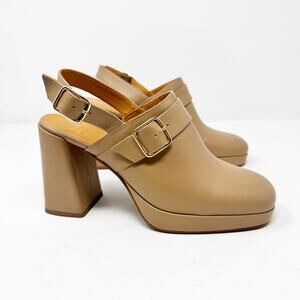 Sezane Rebecca High Clogs Tan Leather Platform Heels EU 41 / US 10
